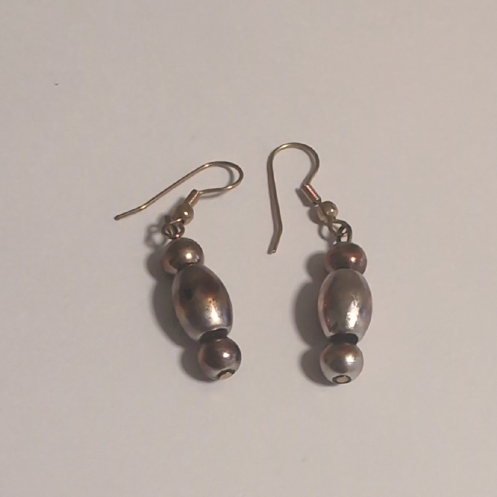 Elegant Silver and Gold Beaded Earrings